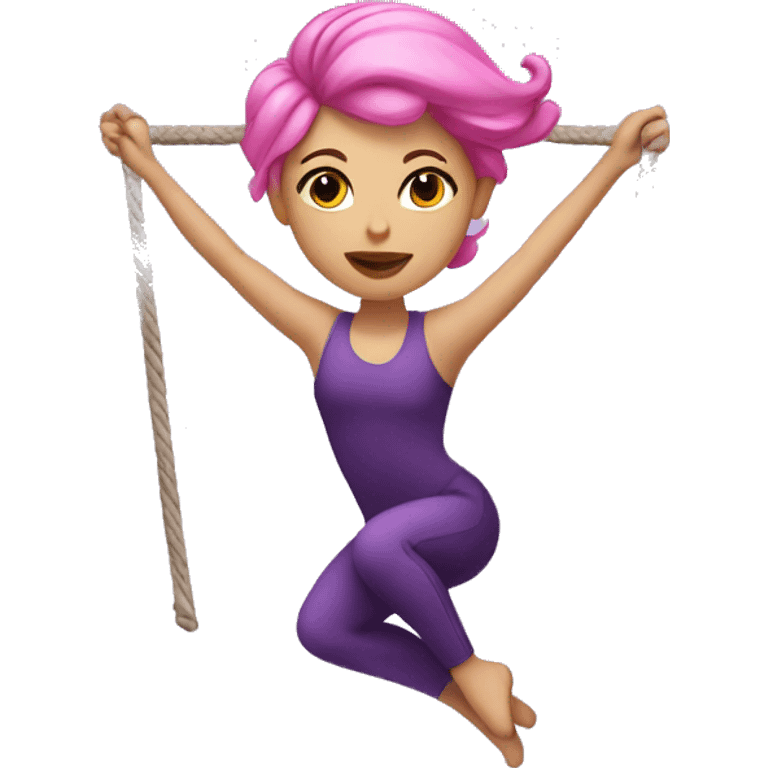 trapeze girl with pink hair and violet suit emoji