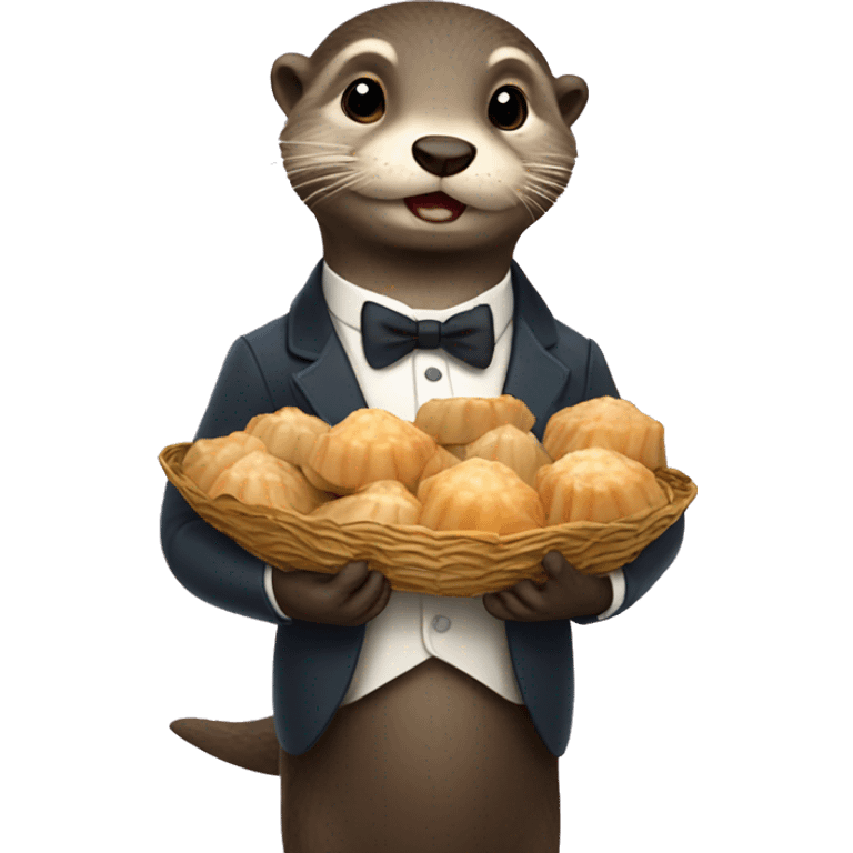 Wealthy Otter holding scallops  emoji