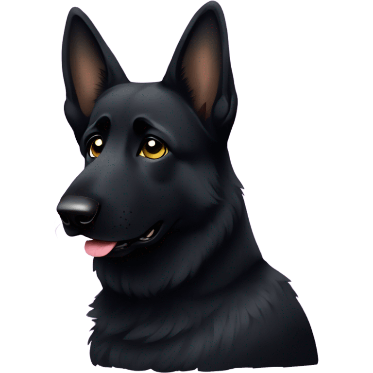 All black German shepherd with glitter sad face  emoji