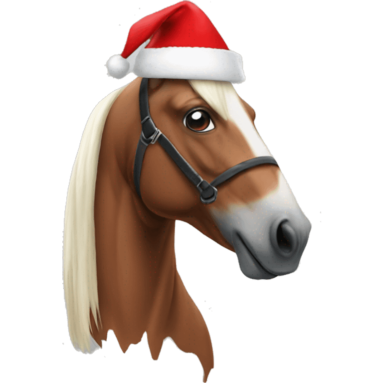 Horse with Santa hat emoji