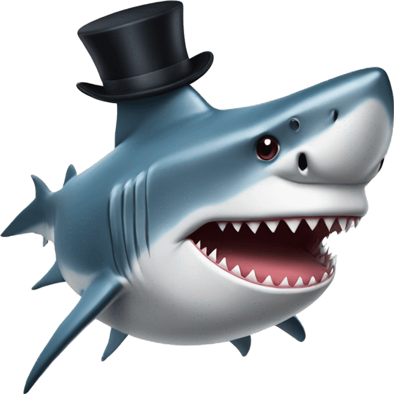 Shark with a top hat emoji