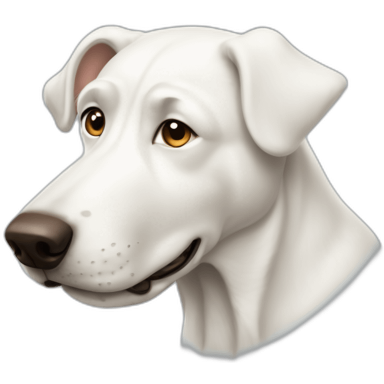 big white dog with one brown ear emoji