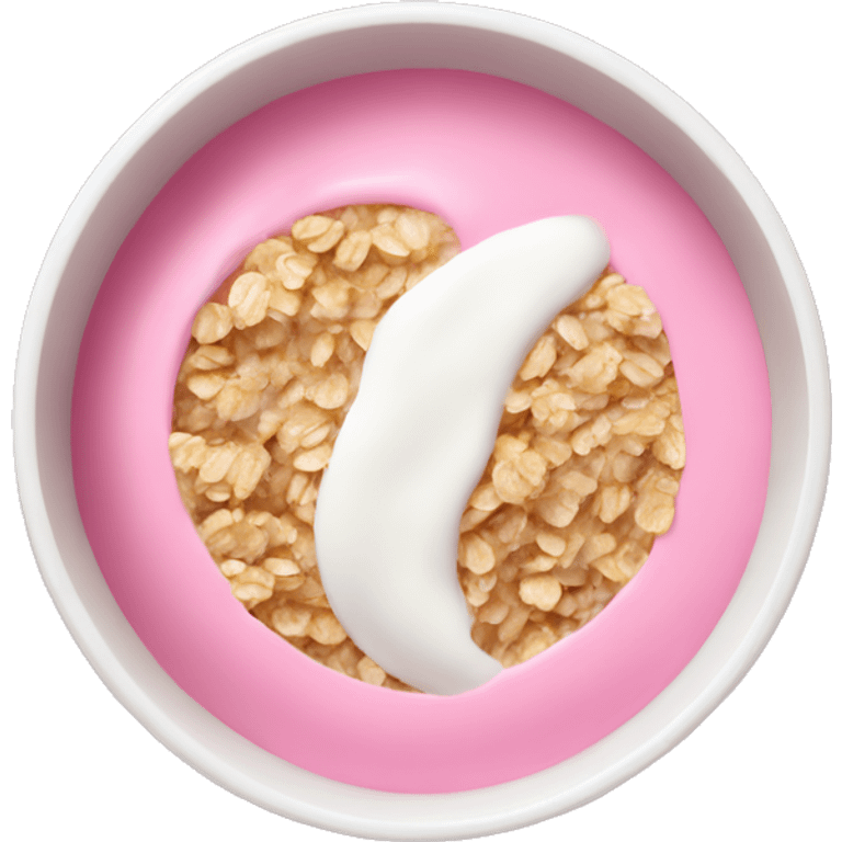 pink yogurt in a bowl with oats on the side emoji