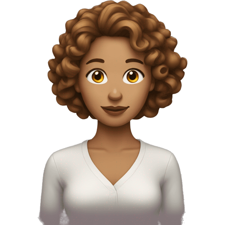 woman with long brown curly hair  emoji