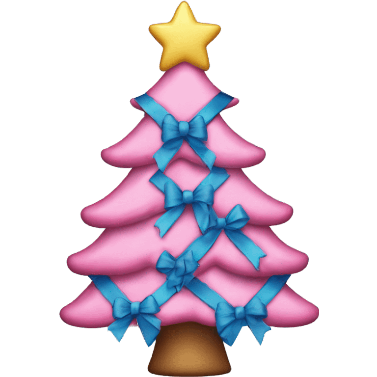 Pink Christmas tree with blue bows  emoji