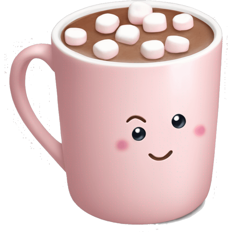 Light Pink mug of hot chocolate with marshmallows  emoji