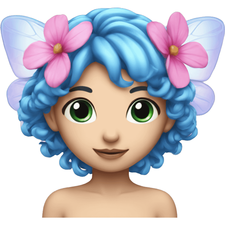 Beautiful flower fairy pink blue emoji