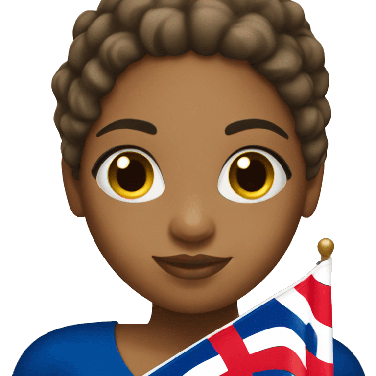 Dominican girl holding Dominican flag tan skin  emoji