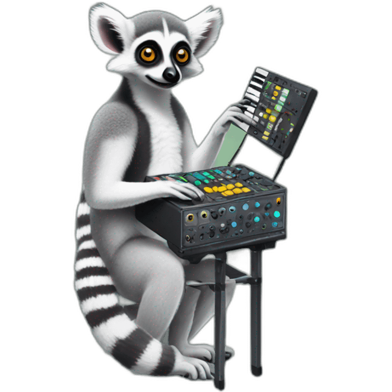 ring tailed lemur playing modular synthesizer emoji