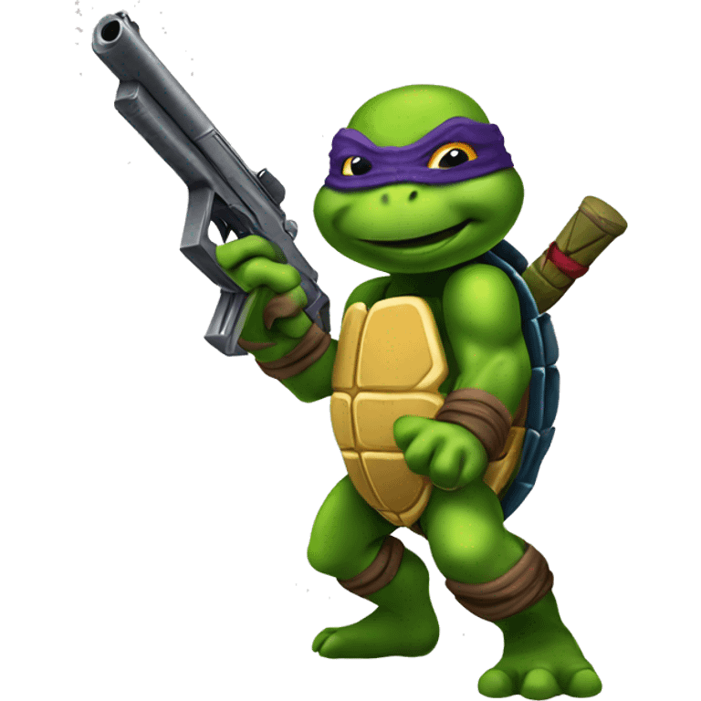 ninja turtles with a gun emoji