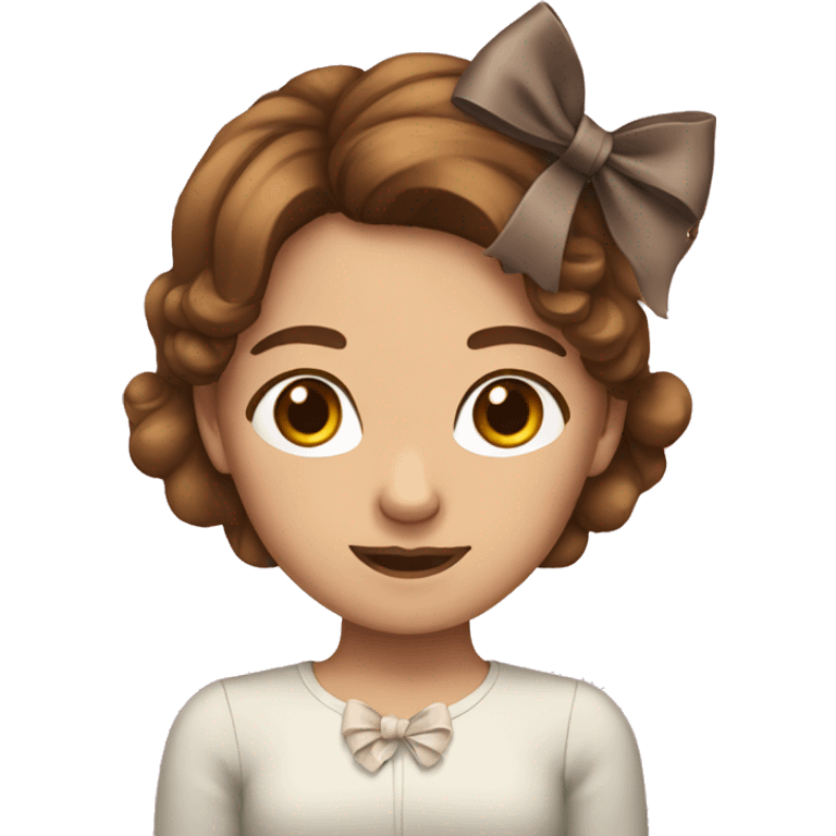 A girl with brown hair and a bow emoji