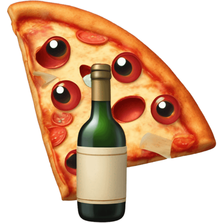 Pizza drinking a bottle of wine emoji