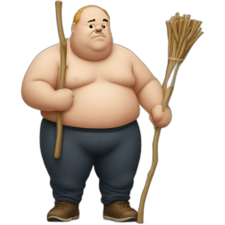 fat man with stick emoji