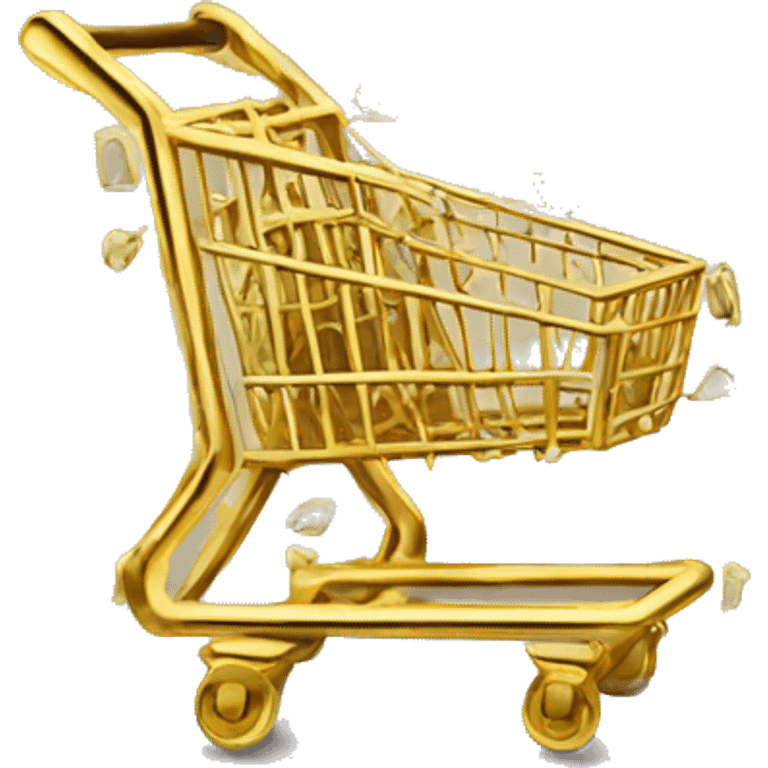 shopping cart made with gold, diamonds emoji