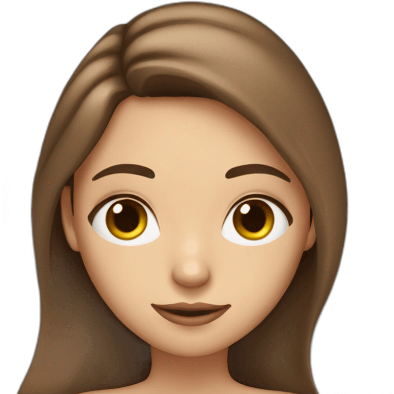 long brown hair skinny girl with thin face and makeup from head to chest emoji