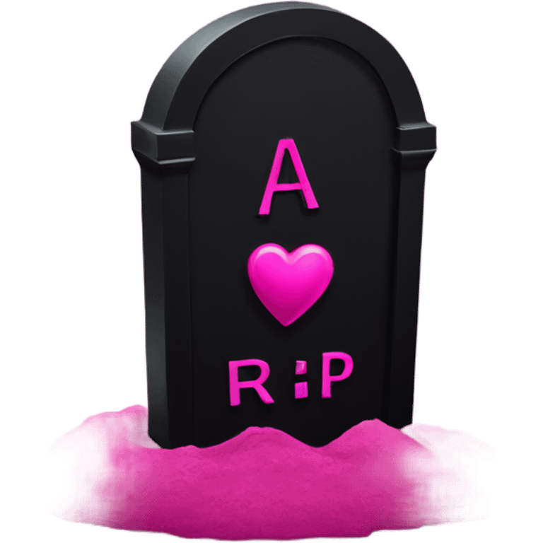 a black Grave with the letters RIP in a dark pink heart emoji