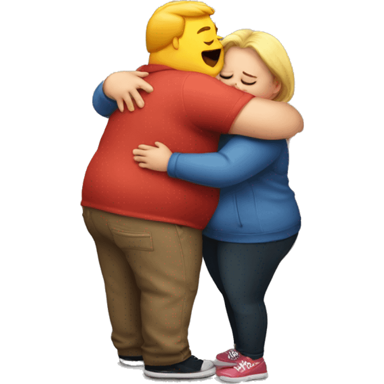 Fat boy hug slim girl emoji