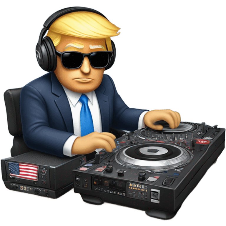 donald trump as a dj with a sticker maga emoji