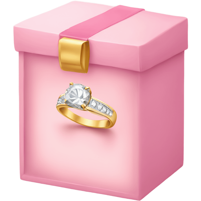 Gold diamond ring in light pink box emoji