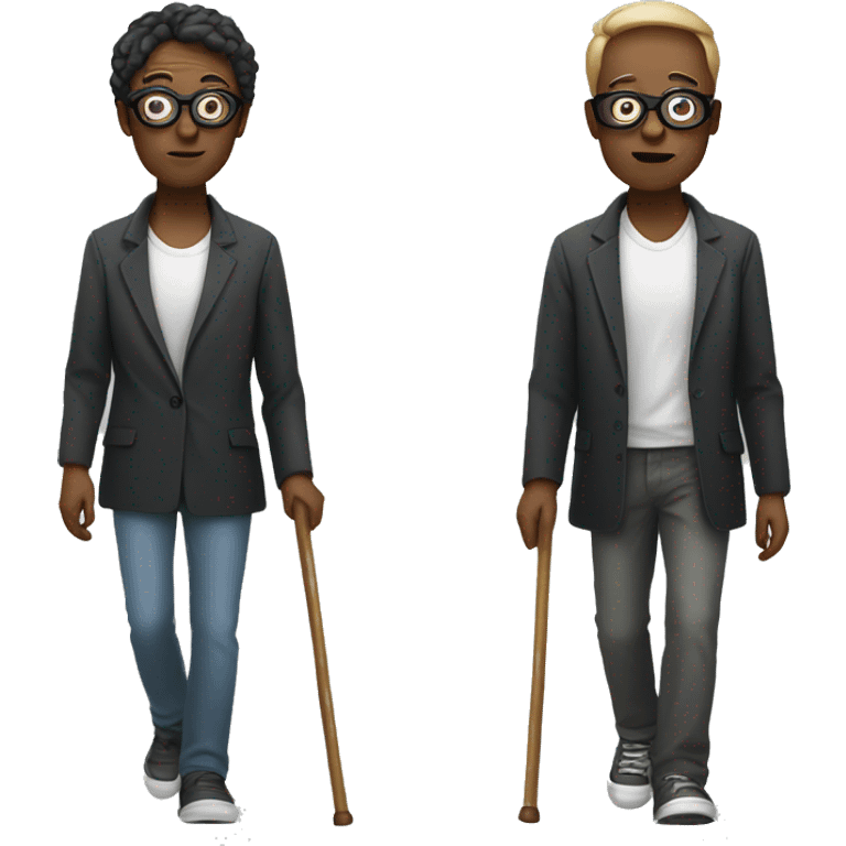 blind person walking with stick black glasses emoji