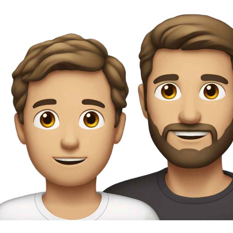 Handsome Father 40s with short full beard and Son 13s brunette fair skin portrait emoji