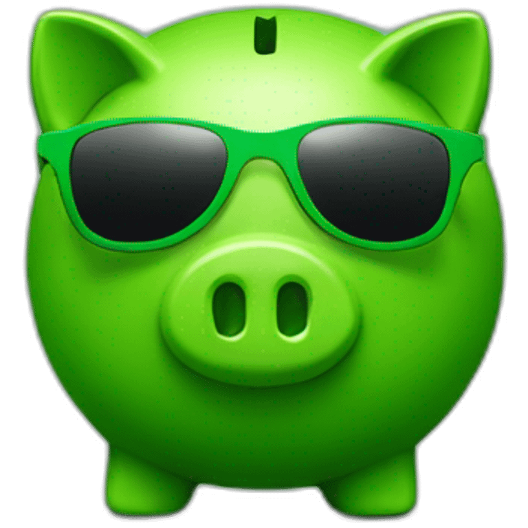 green piggybank with green sunglasses emoji