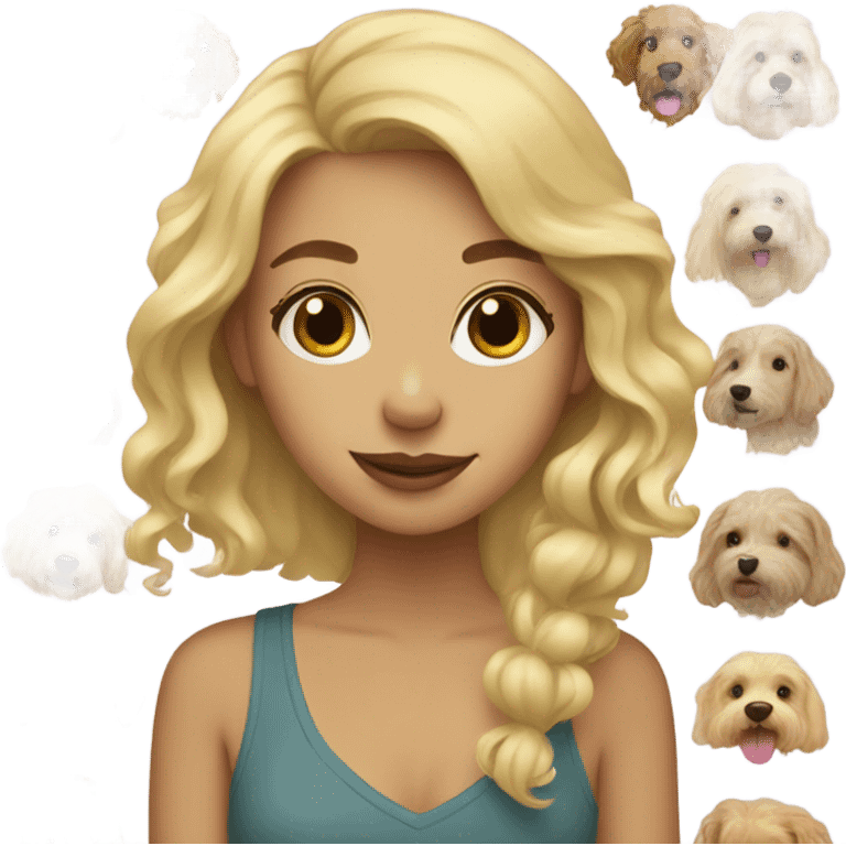 Blonde girl with Aussie doodle emoji