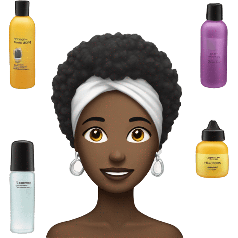 a woman with a black afro putting skincare on emoji