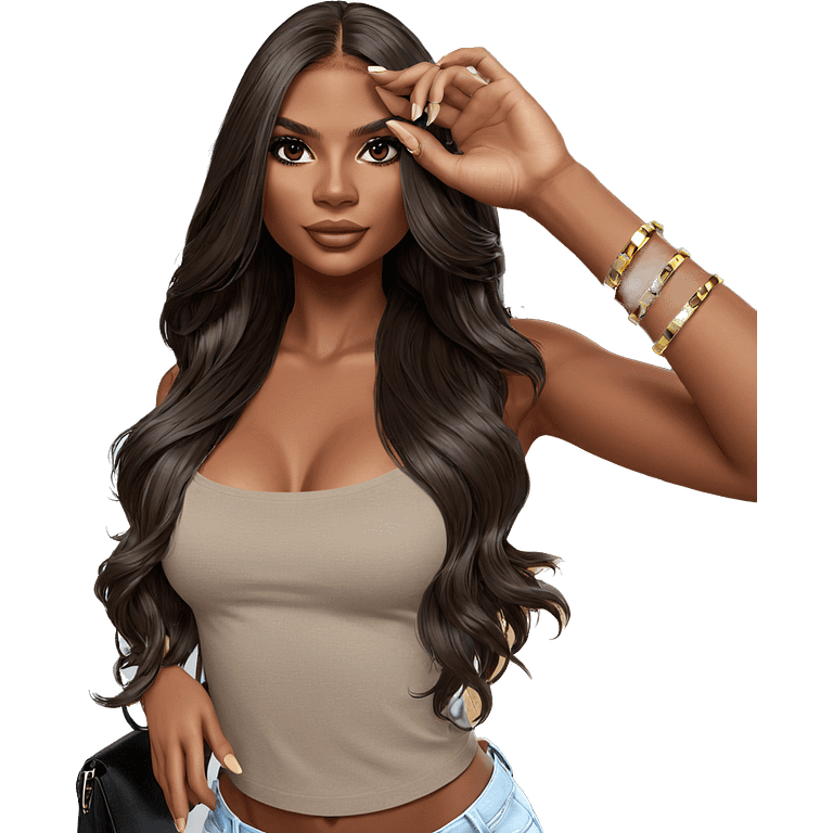 dark-skinned beauty with elegance emoji