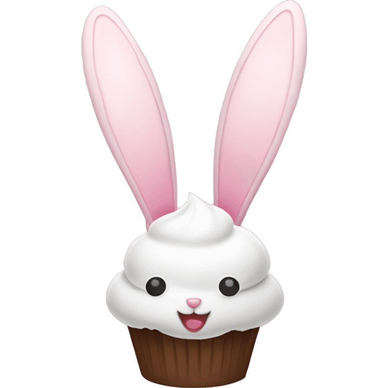 Easter white light pink cupcake bunny ears emoji