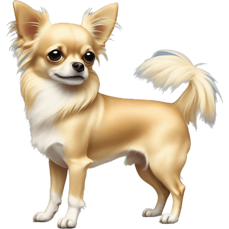 blond long haired chihuahua standing on its hind legs  emoji