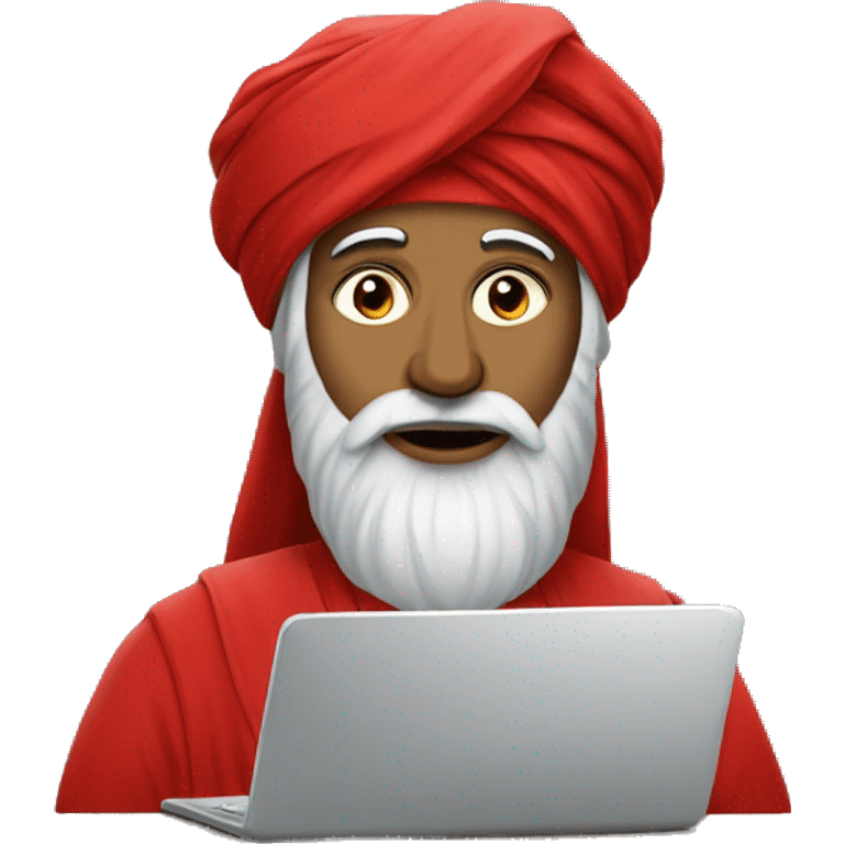 A caliph with turban and red clothes writing in a laptop emoji