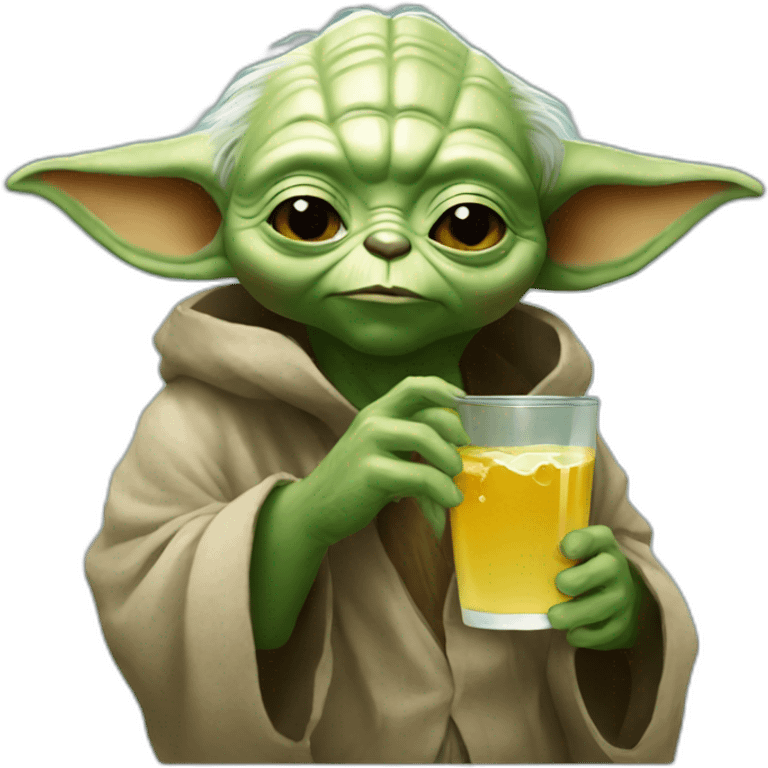 Yoda drinking a bear emoji