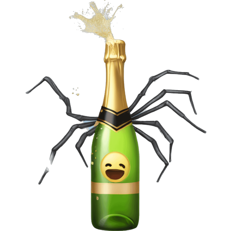 Spider Popping Champagne Bottle emoji