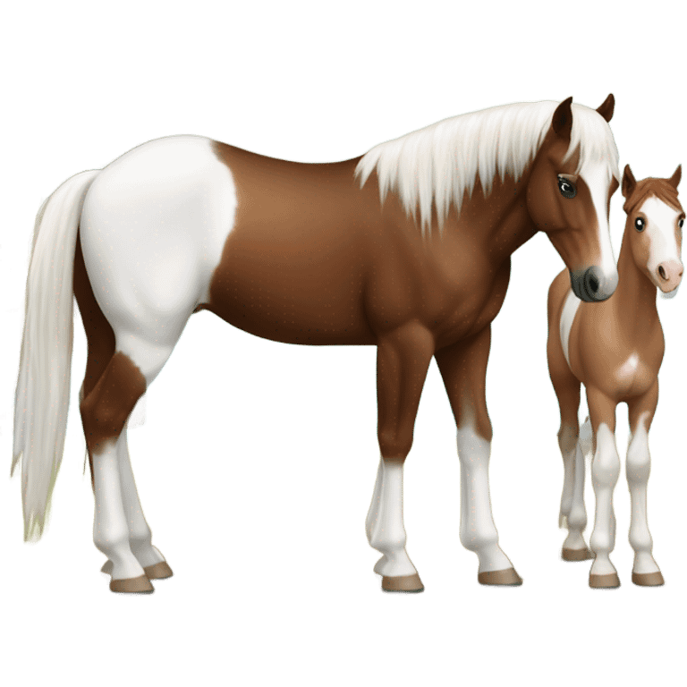 Happy paint horse with bay quarter horse  emoji