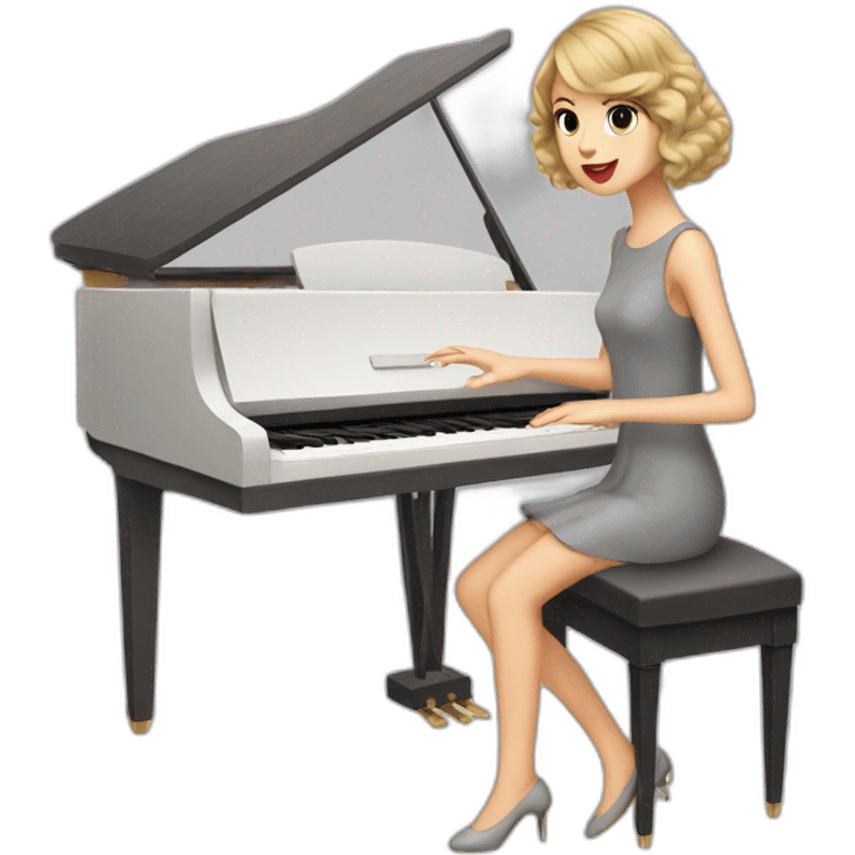 Taylor Swift with a grey dress and she playing piano emoji