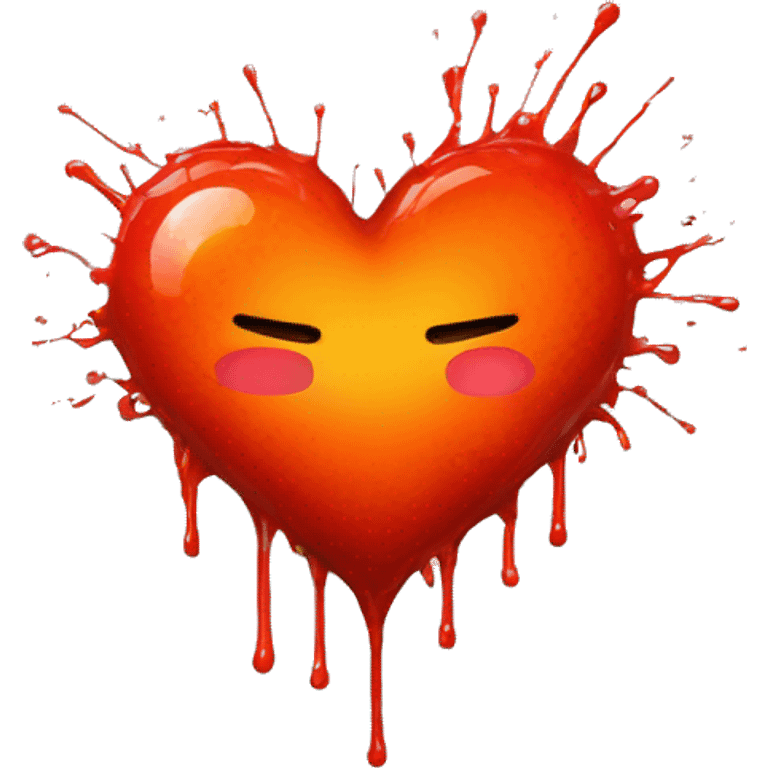 bleeding red heart glowing red-orange with splatter emoji