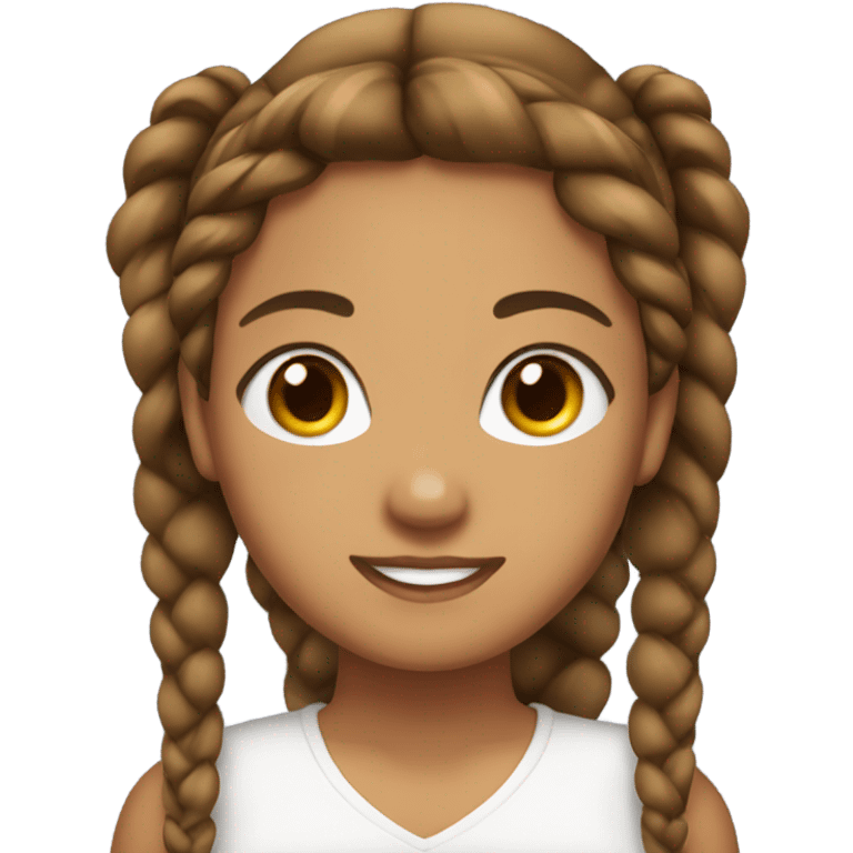 Girl emoji, brownskinned with two fishtail braids and a white bow in the back emoji