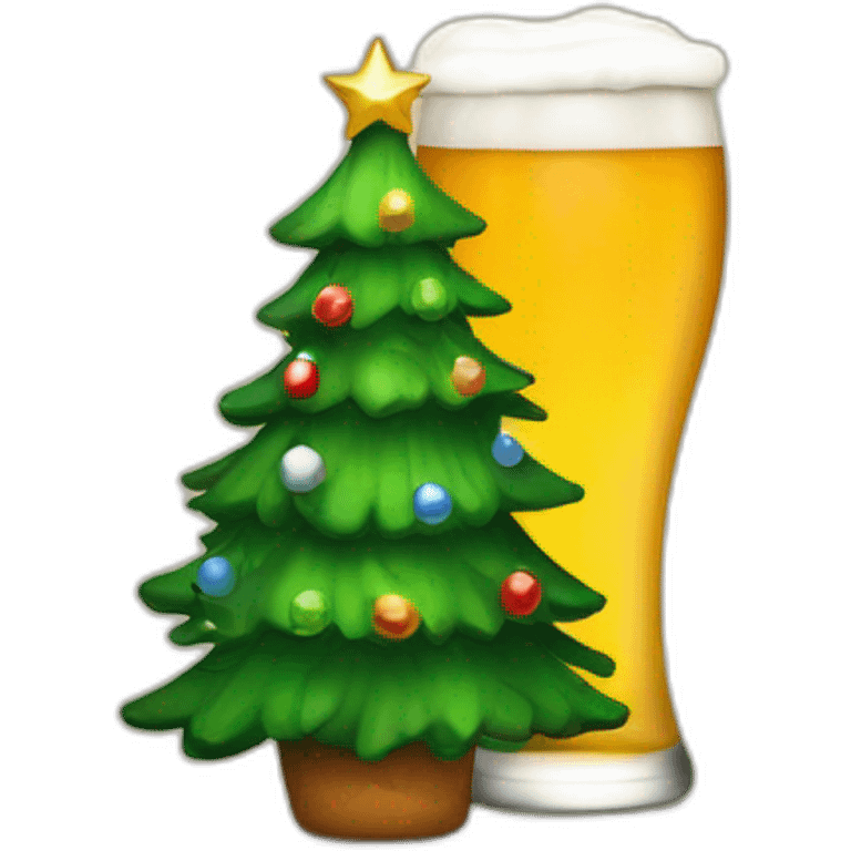 christmas tree and beer emoji