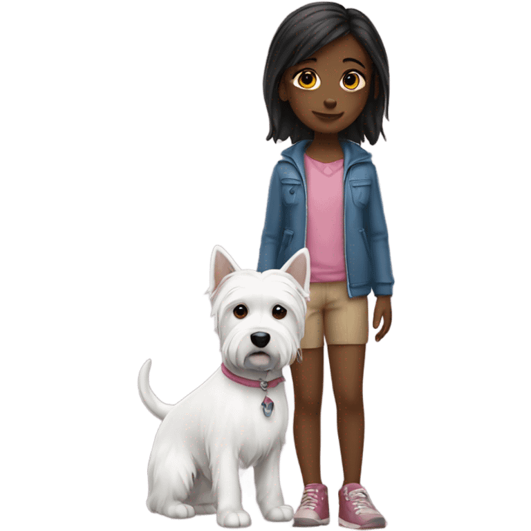 A girl with a westie dog emoji