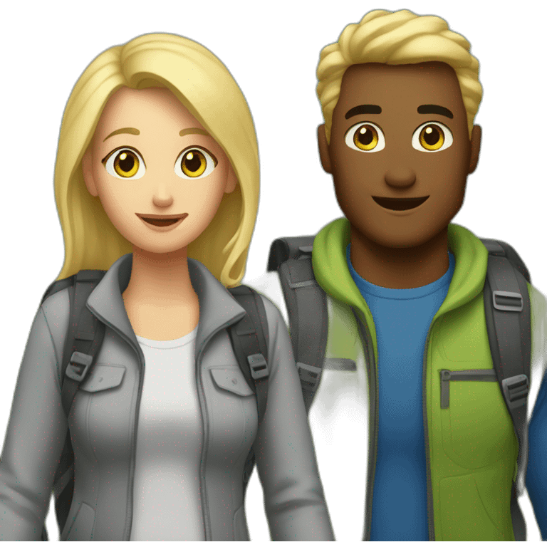 Mom and Dad Hiking blond Hair emoji