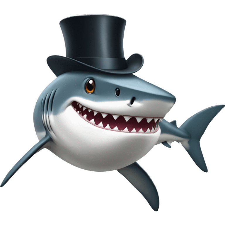 Shark with a top hat emoji