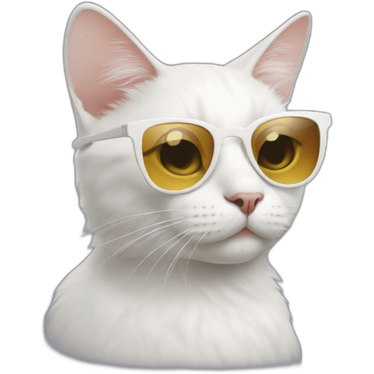 white cat with sunglasses emoji