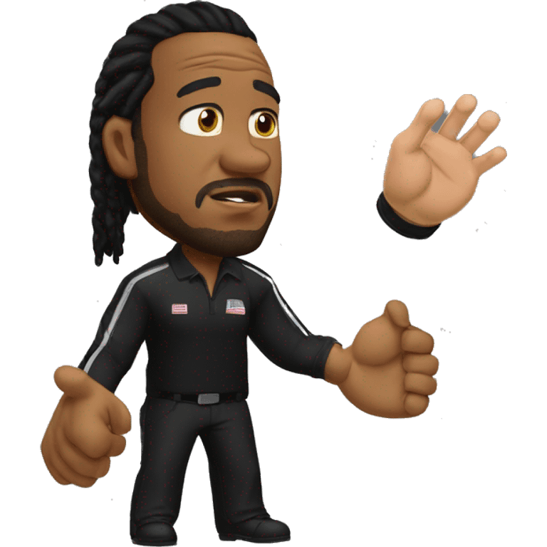 ufc referee herb dean shrugging his shoulders with a black shirt emoji