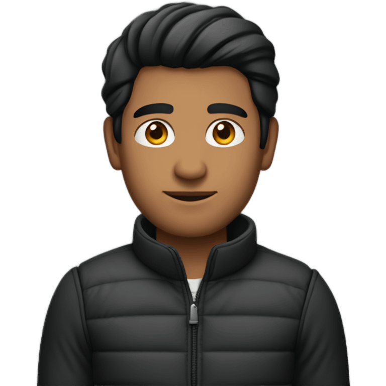 Indian man wearing a black puffer with sleeves rolled up to his mid forearm with black hair and slightly receded hairline emoji