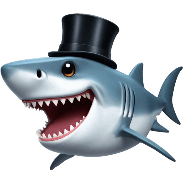 Shark with a top hat emoji