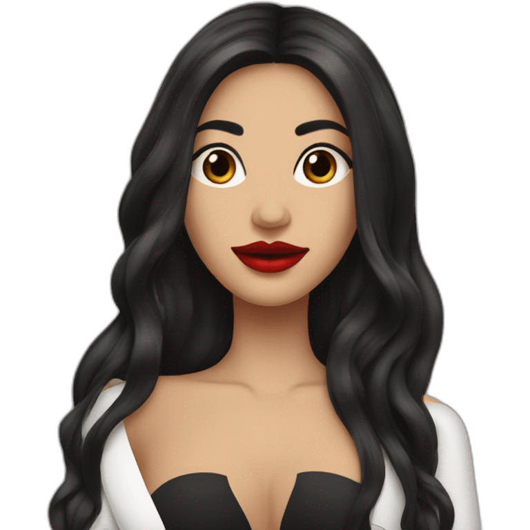 woman spanish black haired long hair split in the middle red lips emoji