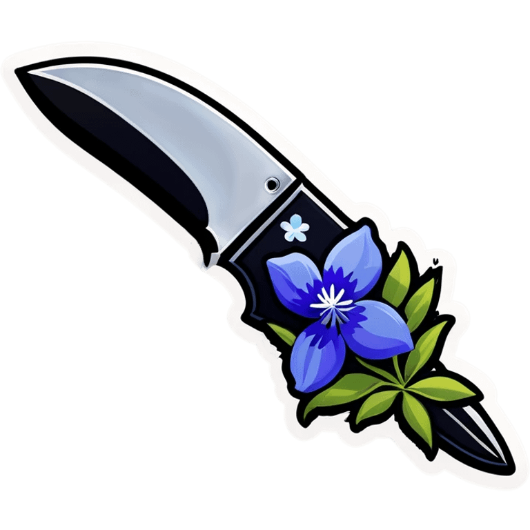 Black crossed Bowie knife and bluebonnet emoji