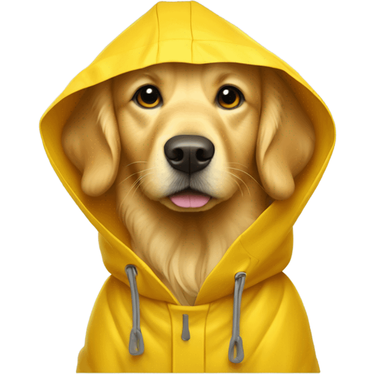 Golden retriever wearing raincoat emoji