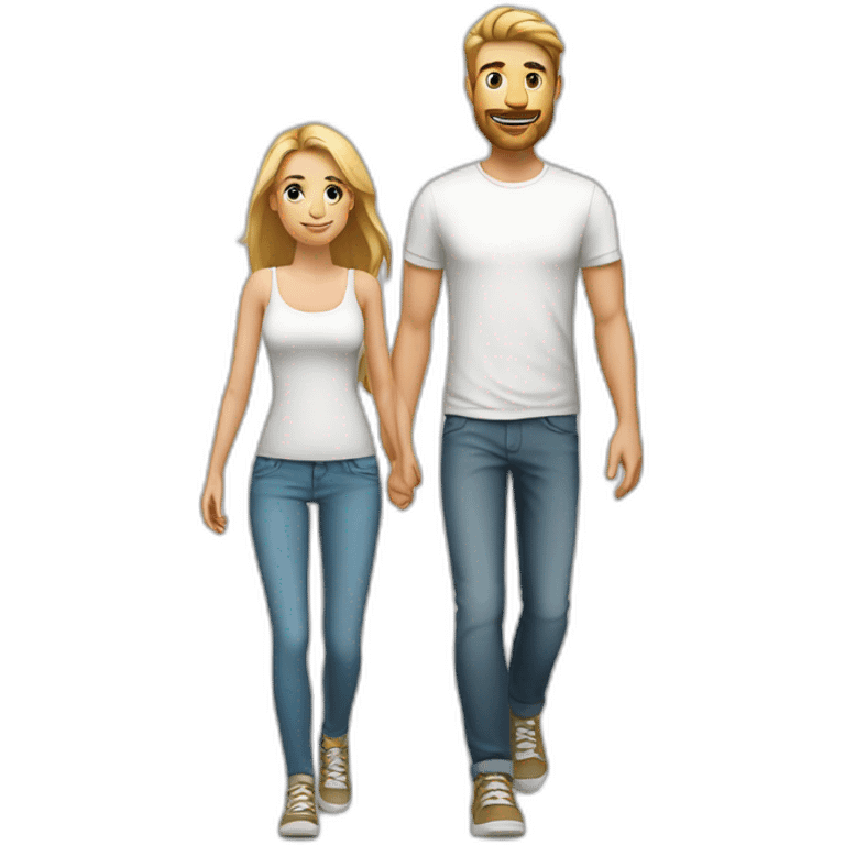 Young white Familie skinny casual walking emoji